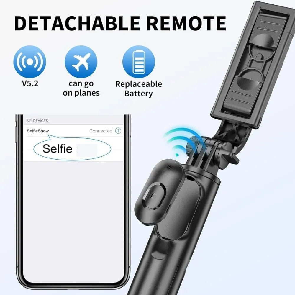 Selfie Stick Tripod met Bluetooth Afstandsbediening – 158 cm Uitschuifbaar – Smartphone Statief voor iPhone, Android, Camera & GoPro – Vlog & Reis Selfiestick