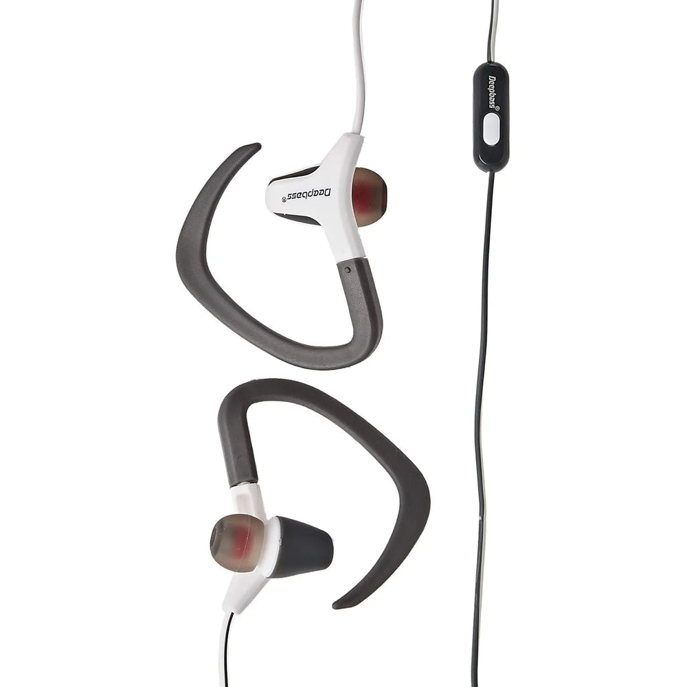 Sport Oordopjes met Oorhaak – Bedrade In-Ear Headset – Deep Bass – Grijs/Wit-Ilumina Benelux