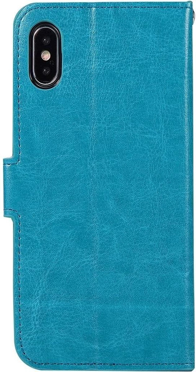 iPhone X/XS Hoesjes – Portemonnee Bookcase – Pasjeshouder – 2x Gehard Glas Screenprotector – Turquoise-Ilumina Benelux