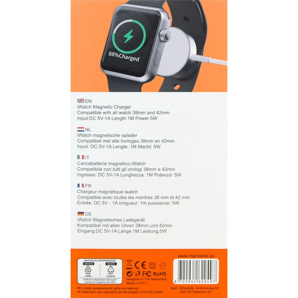 Magnetische Oplader voor Apple Watch – 5W – USB-C – 1 Meter – Wit-Ilumina Benelux
