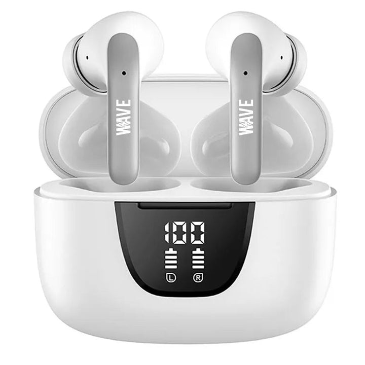 Draadloze Bluetooth 5.3 Oordopjes met ANC & ENC – TWS Earbuds met Digitaal Display, Extra Bass en Oplaadcase – Wit-Ilumina Benelux
