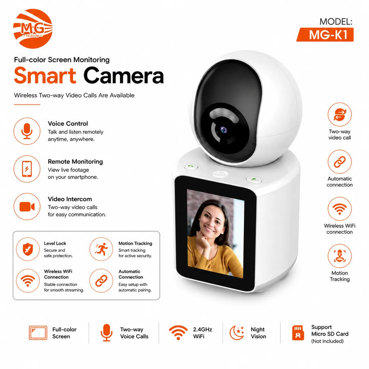 Smart Camera – WiFi Beveiligingscamera – Video Intercom – Bewegingsdetectie – Tweeweg Audio – Wit-Ilumina Benelux