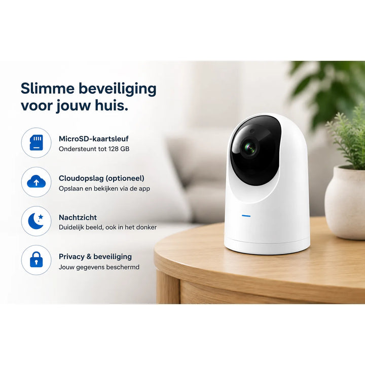 Draadloze IP Beveiligingscamera 1080P HD – 355° Pan & 90° Tilt – WiFi – Nachtzicht – Tweeweg Audio-Ilumina Benelux