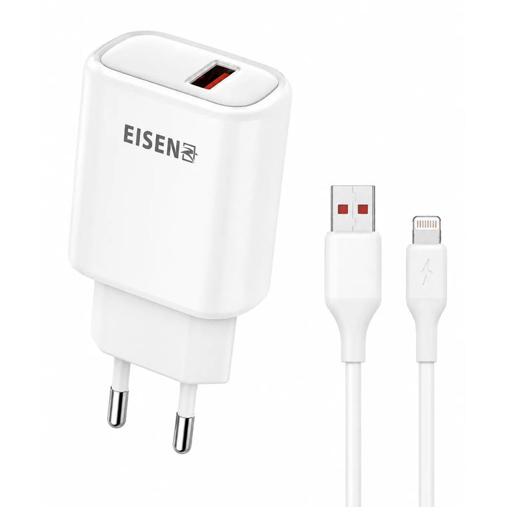 20W Snellader met Lightning Kabel – 2-in-1 Fast Charger voor iPhone & iPad Wit
