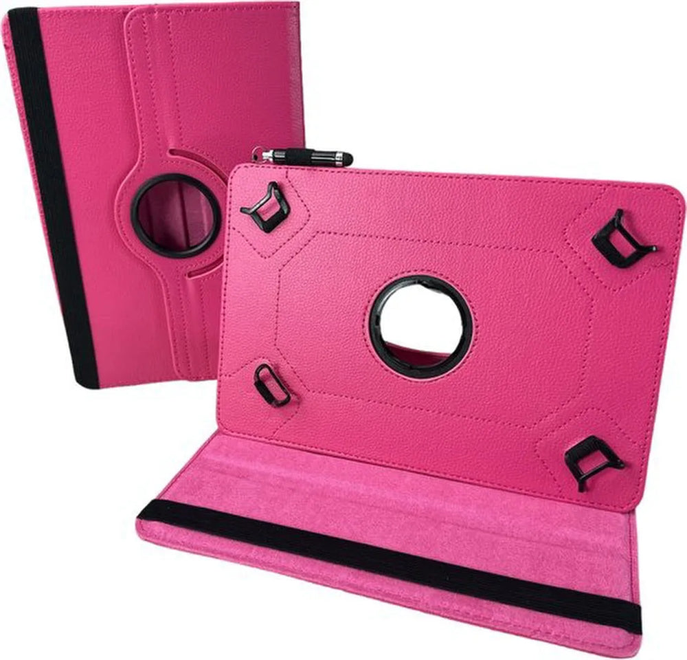 8 inch Tablet Hoesjes – 360° draaibaar – Multi-stand Standfunctie – Donkerroze-Tablethoesjes-Ilumina Benelux