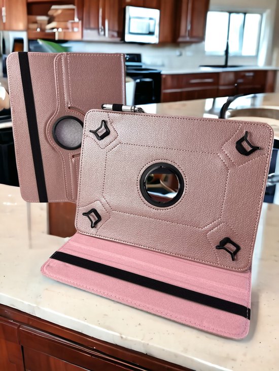 7 inch Tablet Hoesjes – 360° draaibaar – Multi-stand Standfunctie – Roségoud-Tablethoesjes-Ilumina Benelux