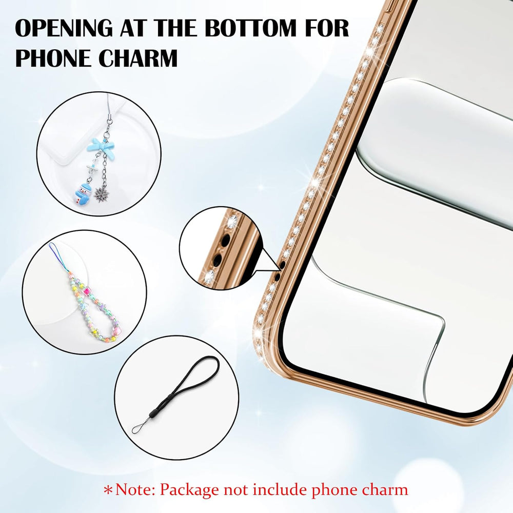 iPhone Air Hoesjes – MagSafe Glitter Backcover – Strass Diamantjes – Glamour – Goud-Ilumina Benelux