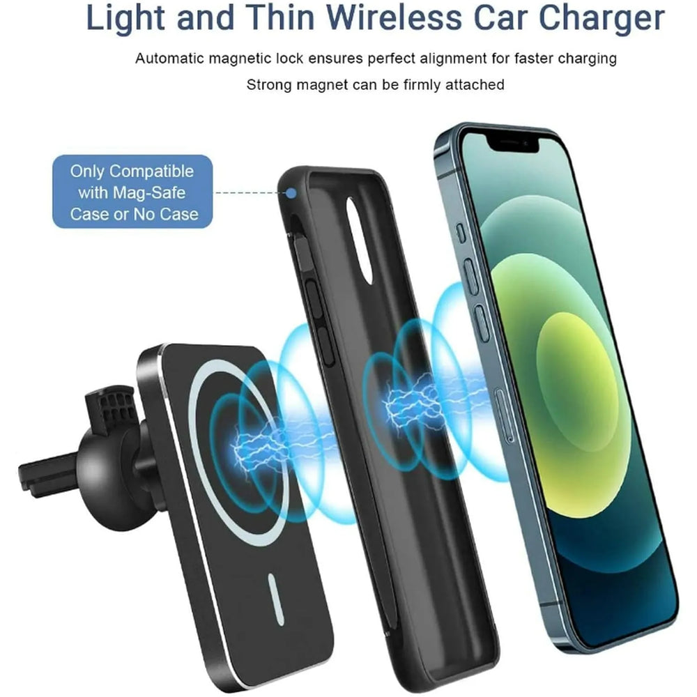 MagSafe Telefoonhouder Auto - 15W Draadloze Oplader - Magnetische Auto Houder Ventilatierooster - Geschikt voor iPhone & Samsung-Ilumina Benelux