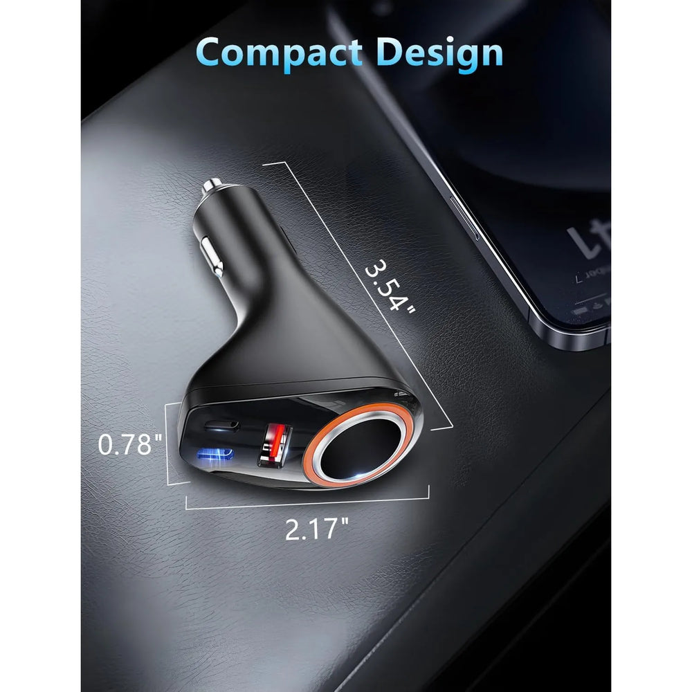 66W 4-in-1 USB-C PD & QC3.0 Fast Charge Autolader met 3 USB Poorten-Ilumina Benelux