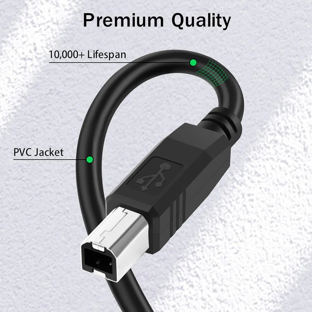 USB-C naar USB-B Printerkabel / MIDI Kabel – 1.8 Meter – Geschikt voor Printer, Piano, DAC & DJ Controller-Ilumina Benelux