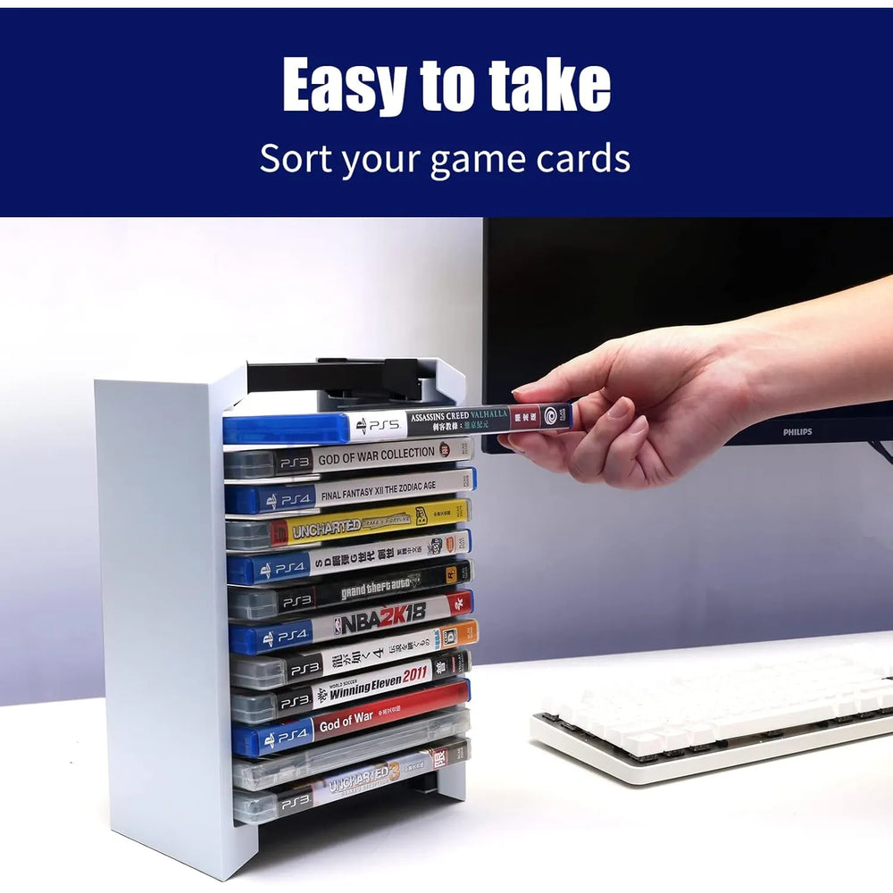 Game opslagtoren - CD rek voor 12 games - Geschikt voor PS5/PS4/Xbox/Blu-ray - Compact & stapelbaar - Zwart-Ilumina Benelux
