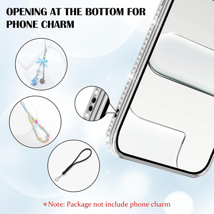 iPhone Air Hoesjes – MagSafe Glitter Backcover – Diamantjes – Glamour – Zilver-Ilumina Benelux