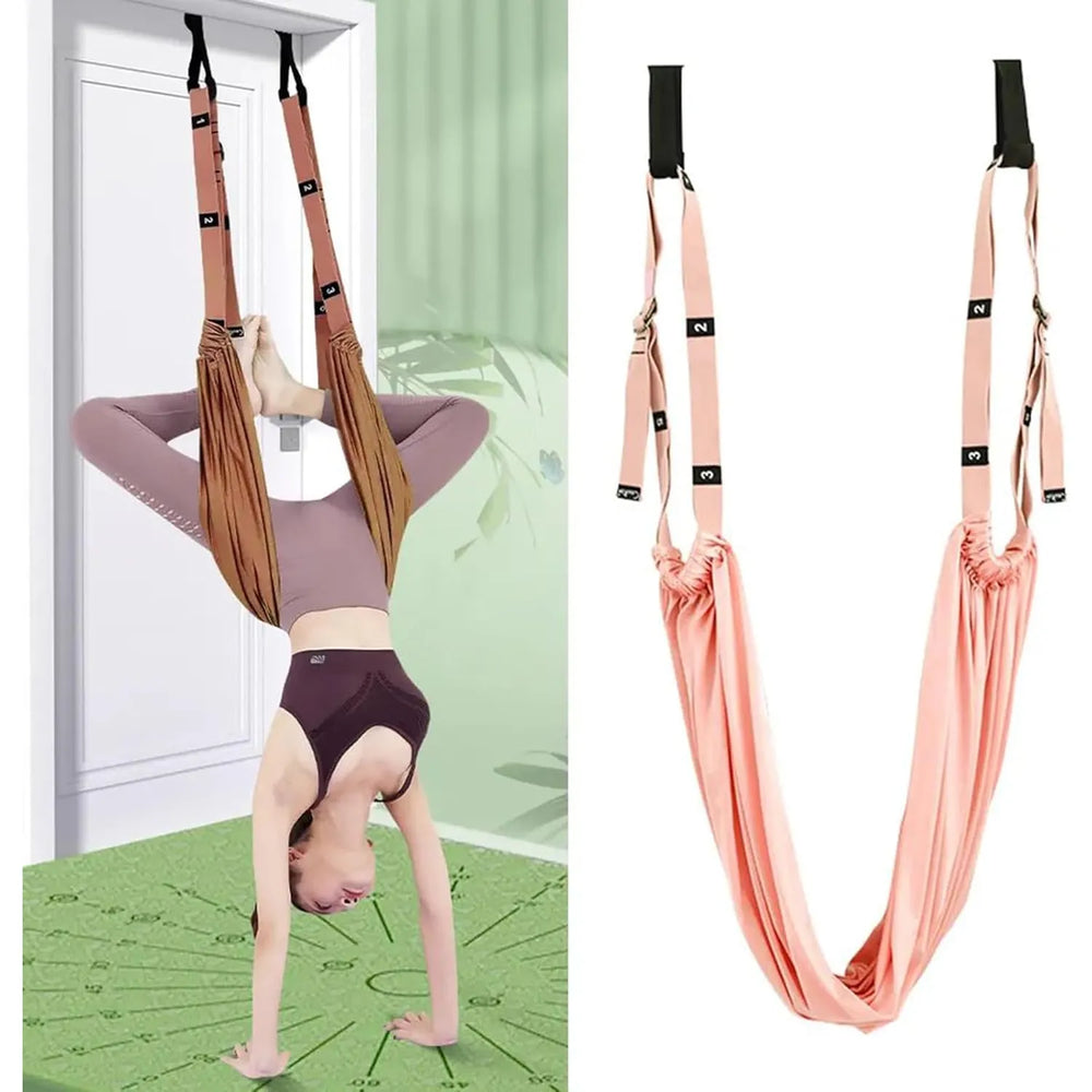 Yoga Hangmat met Deuranker – Stretchband voor Yoga, Pilates & Fitness – Aerial Yoga Trainer – Verstelbare Yogariem – Mint-Ilumina Benelux