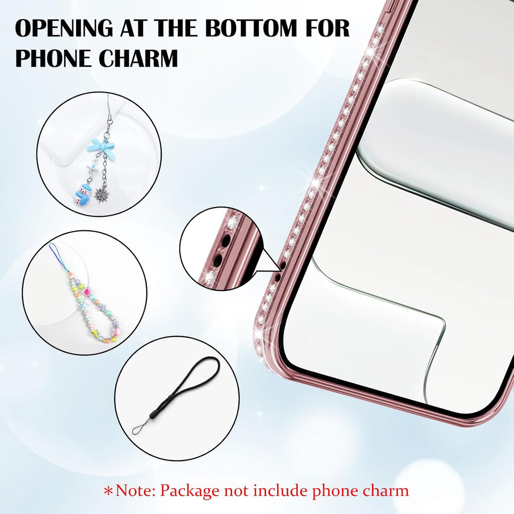 iPhone Air Hoesjes – MagSafe Glitter Backcover – Diamantjes – Glamour – Roségoud-Ilumina Benelux