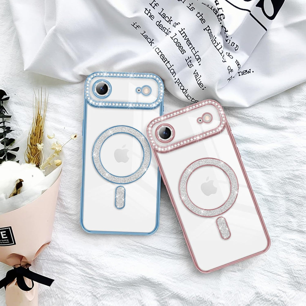 iPhone Air Hoesjes – MagSafe Glitter Backcover – Diamantjes – Glamour – Roségoud-Ilumina Benelux