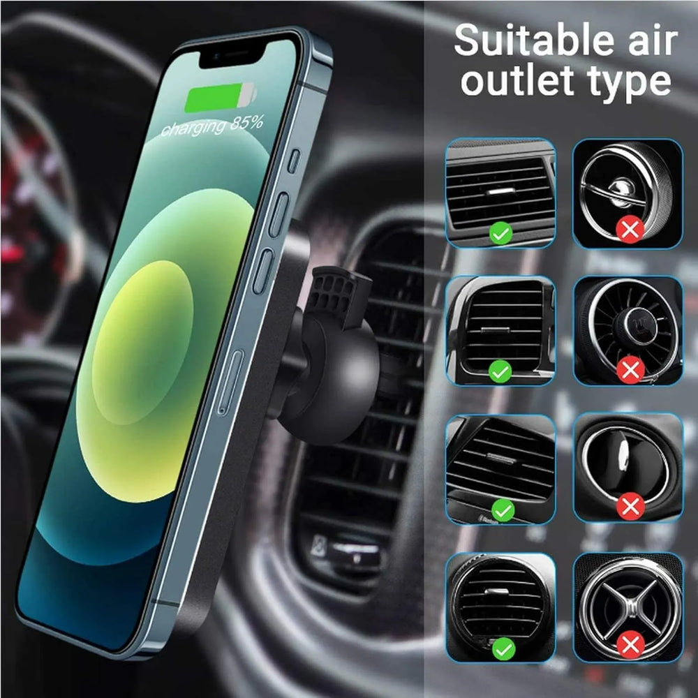 MagSafe Telefoonhouder Auto - 15W Draadloze Oplader - Magnetische Auto Houder Ventilatierooster - Geschikt voor iPhone & Samsung-Ilumina Benelux