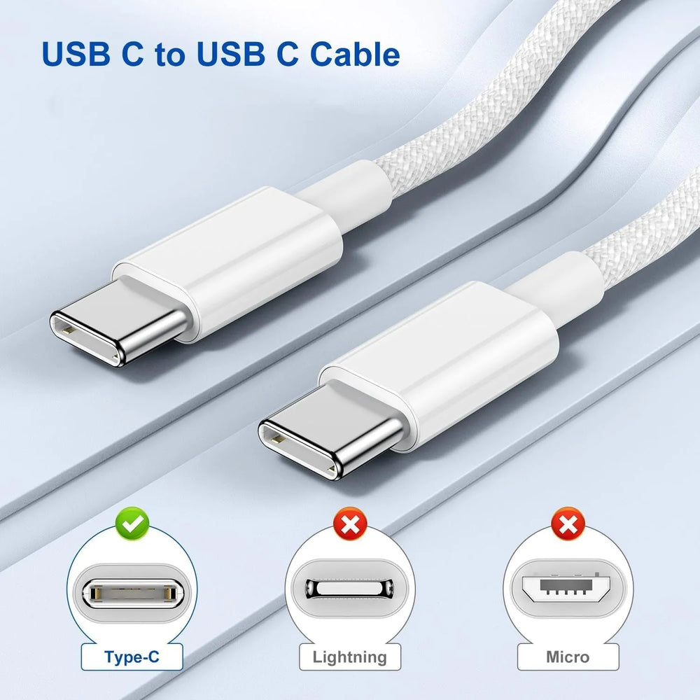 USB-C naar USB-C Kabel – 60W Power Delivery Snelladen – 1,2 Meter – Nylon Gevlochten