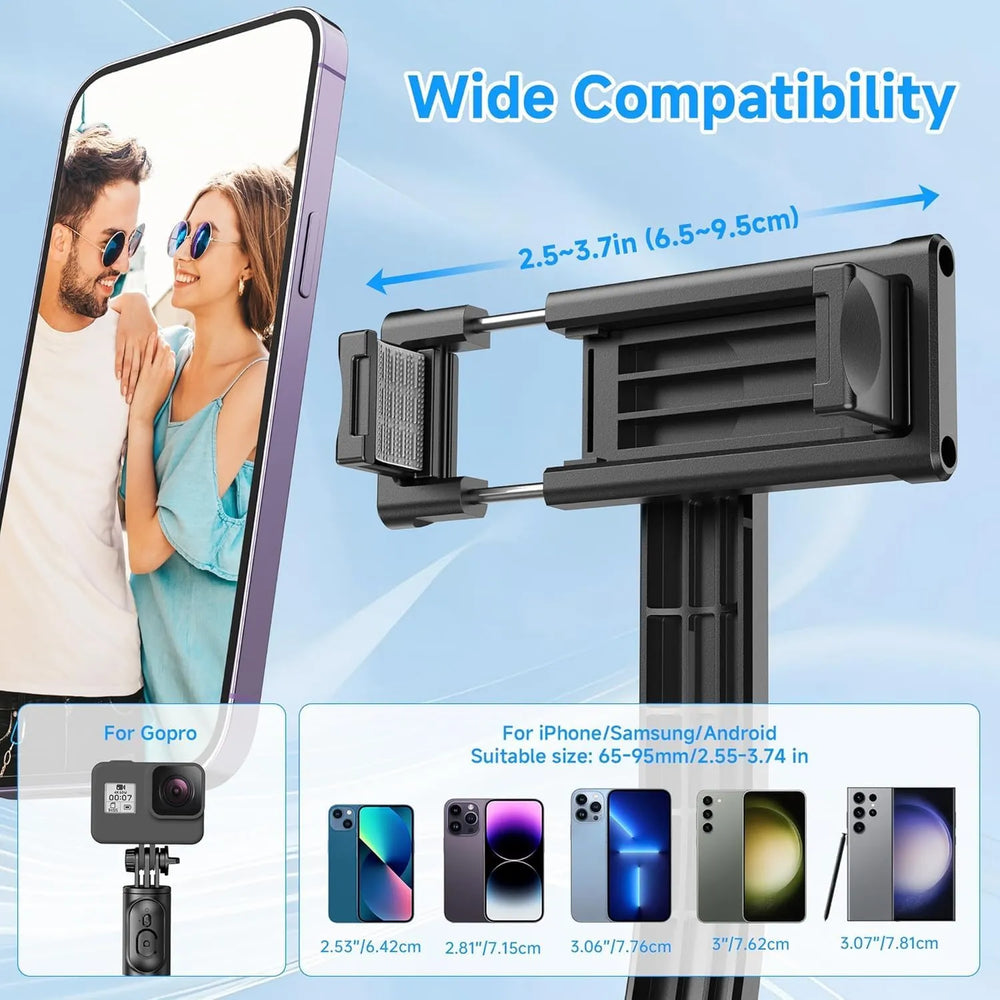 Selfie Stick Tripod met Bluetooth Afstandsbediening – 158 cm Uitschuifbaar – Smartphone Statief voor iPhone, Android, Camera & GoPro – Vlog & Reis Selfiestick