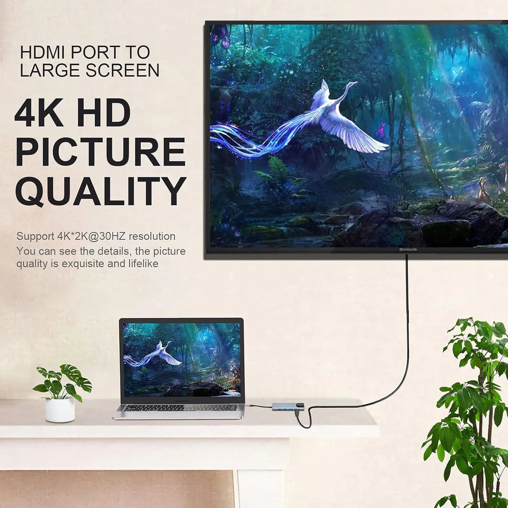 USB-C Hub 5-in-1 – 4K HDMI – Gigabit Ethernet – USB 3.0 – 100W Power Delivery – USB-C Docking Station voor MacBook, iPad Pro, Surface Pro en Laptop