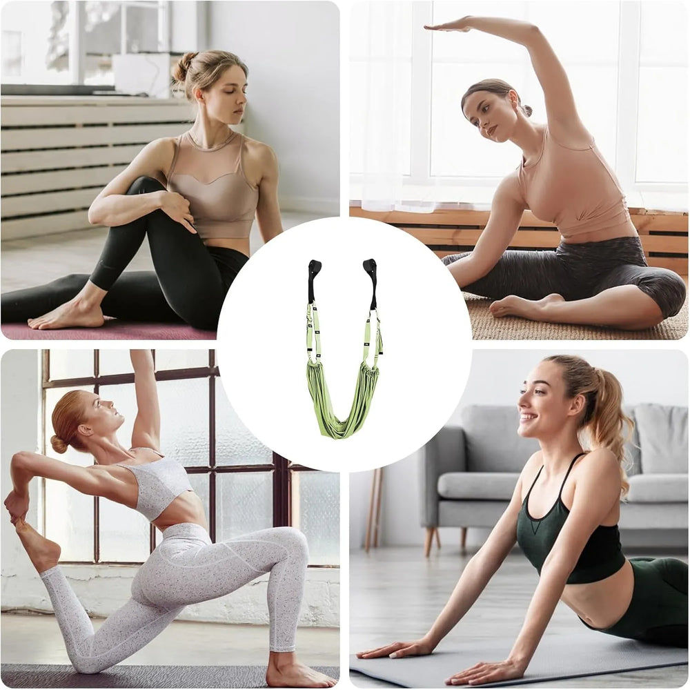Yoga Hangmat met Deuranker – Stretchband voor Yoga, Pilates & Fitness – Aerial Yoga Trainer – Verstelbare Yogariem – Rood-Ilumina Benelux