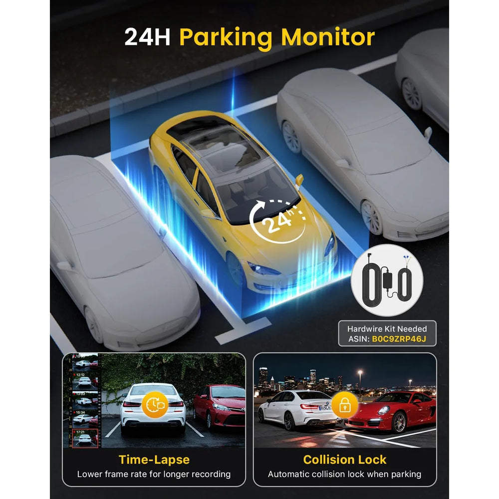 4K Dashcam Voor & Achter met WiFi – 2.5K + 1080P Auto Camera – Nachtzicht – Parkeermodus – 170° Groothoek