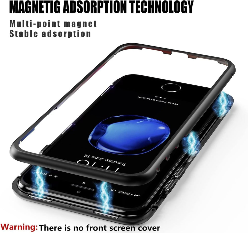 iPhone XR Hoesjes – Magnetische Backcover – Metalen Frame – Incl. 2x Gehard Glas Screenprotector – Zwart-Ilumina Benelux