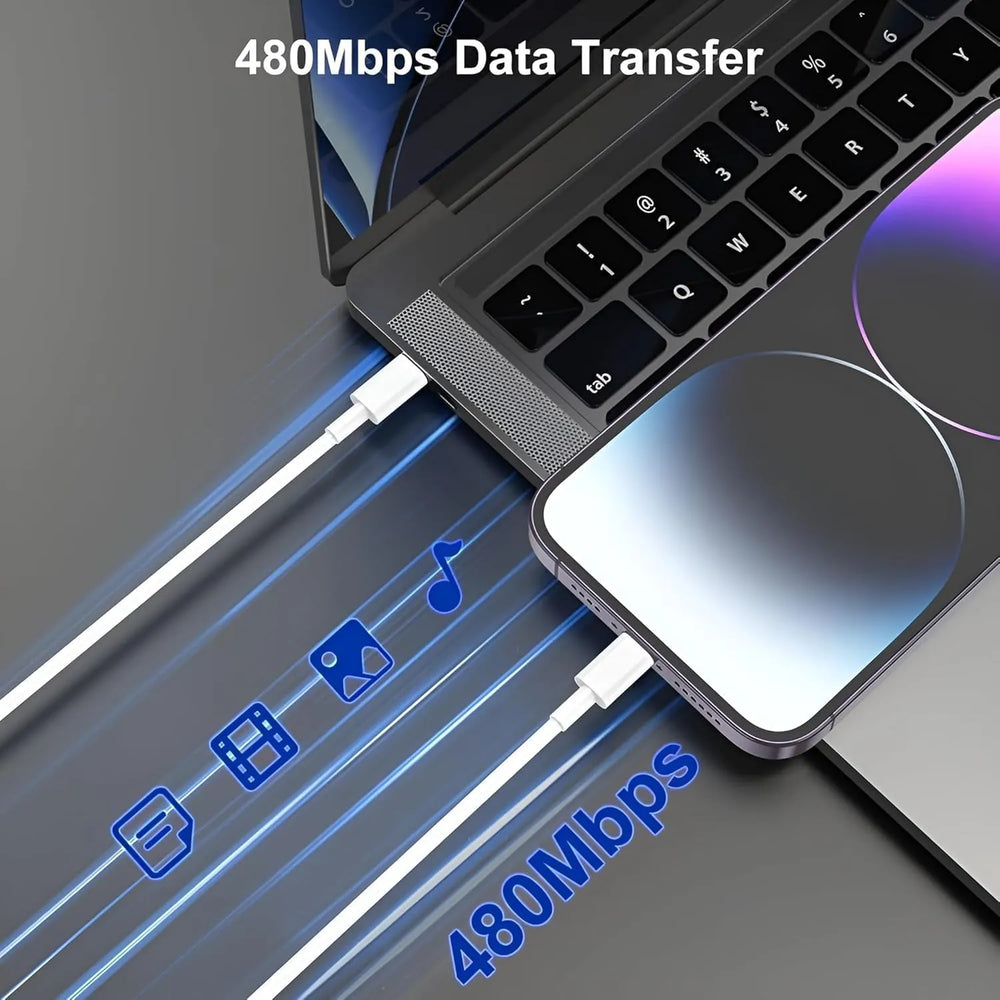 USB-C naar USB-C Kabel – 60W Power Delivery Snelladen – 1,2 Meter – Nylon Gevlochten