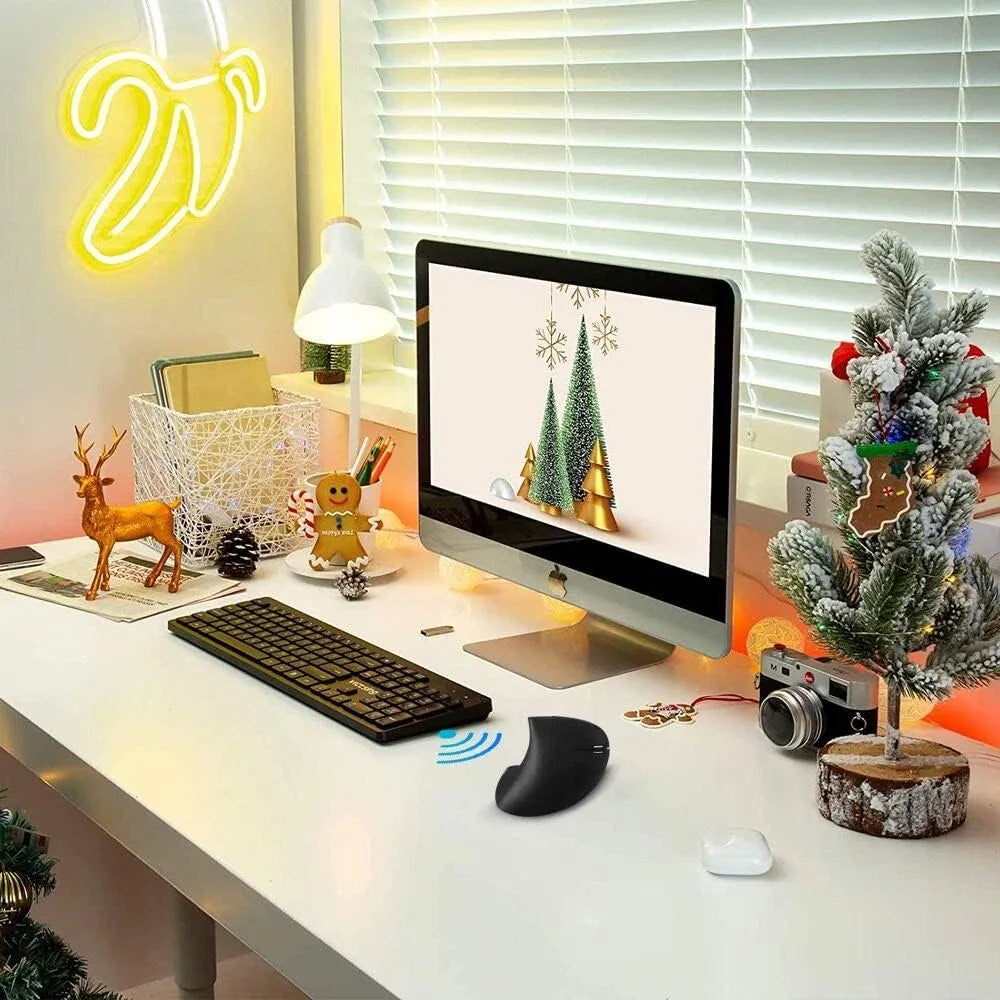 Ergonomische Draadloze Verticale Muis – Oplaadbaar – 6 Knoppen – 800/1200/1600 DPI – USB Ontvanger