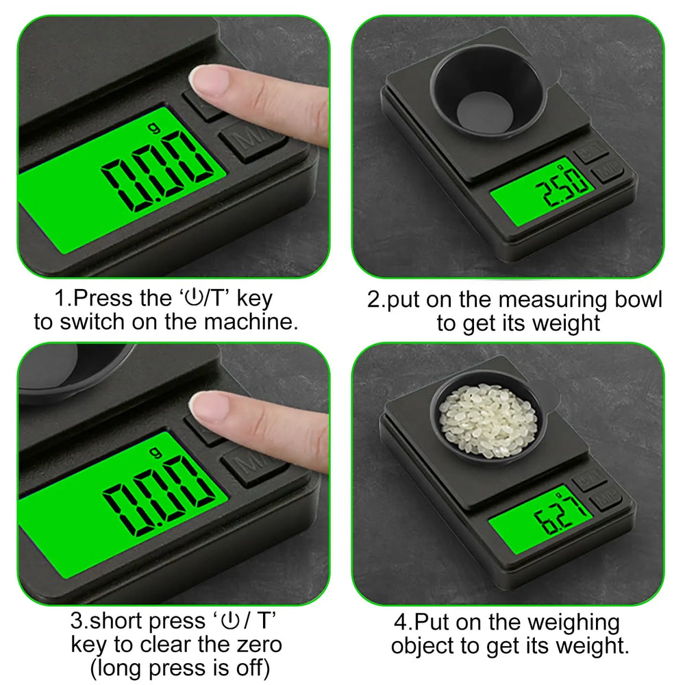Digitale Precisie Weegschaal – 0,01g tot 1000g – Keukenweegschaal – Sieradenweegschaal – Koffieweegschaal – LCD Display met Achtergrondverlichting-Ilumina Benelux