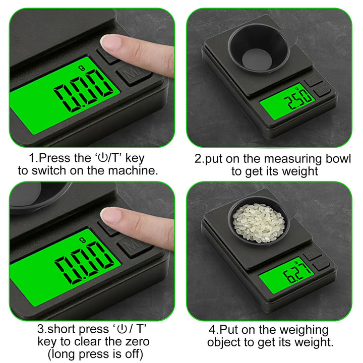 Digitale Precisie Weegschaal – 0,01g tot 1000g – Keukenweegschaal – Sieradenweegschaal – Koffieweegschaal – LCD Display met Achtergrondverlichting-Ilumina Benelux