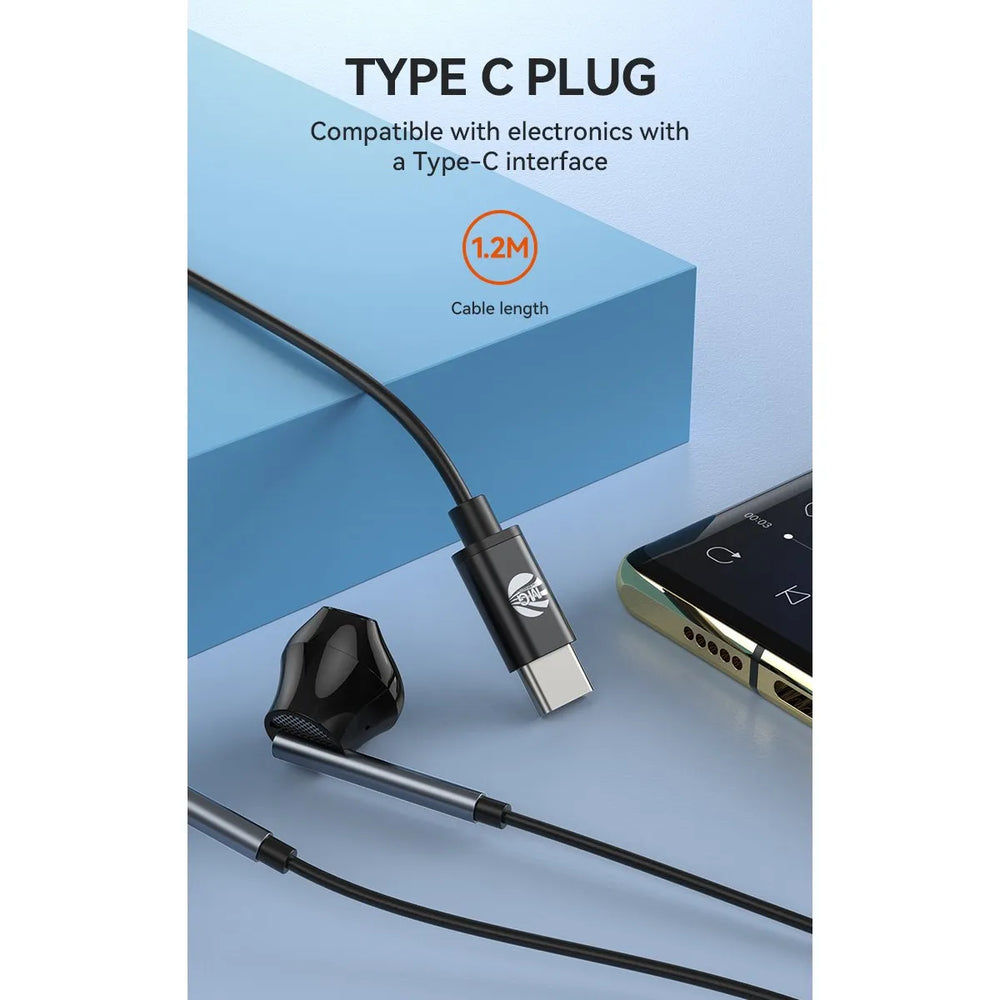 USB-C Oordopjes – Stereo Headset met Microfoon – Zwart-Ilumina Benelux