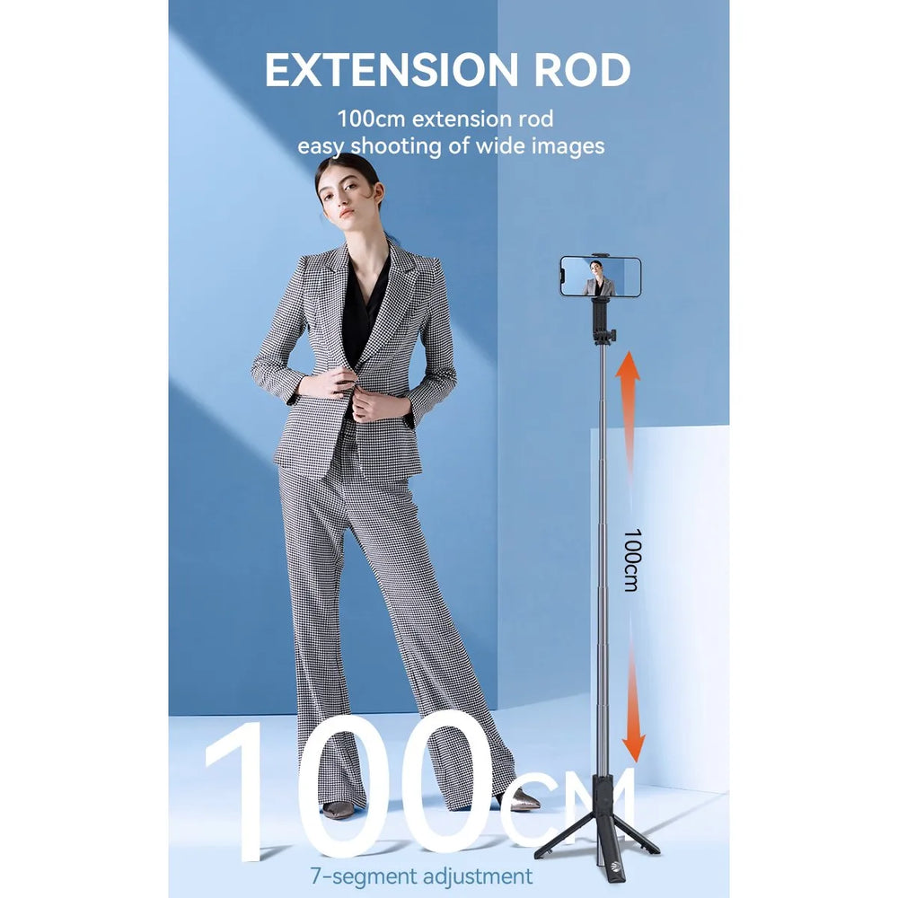 Selfiestick met Statief en Bluetooth Afstandsbediening – 100 cm – Zwart-Ilumina Benelux