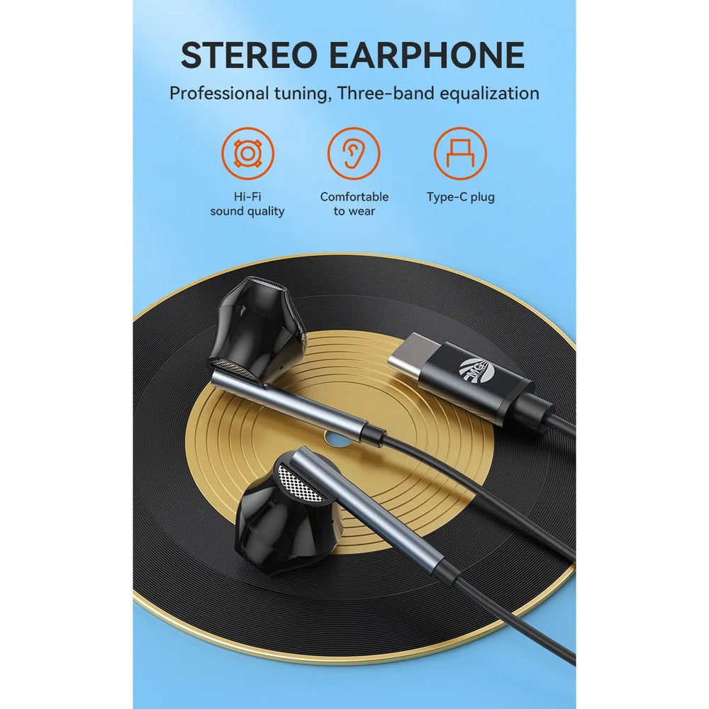 USB-C Oordopjes – Stereo Headset met Microfoon – Zwart-Ilumina Benelux