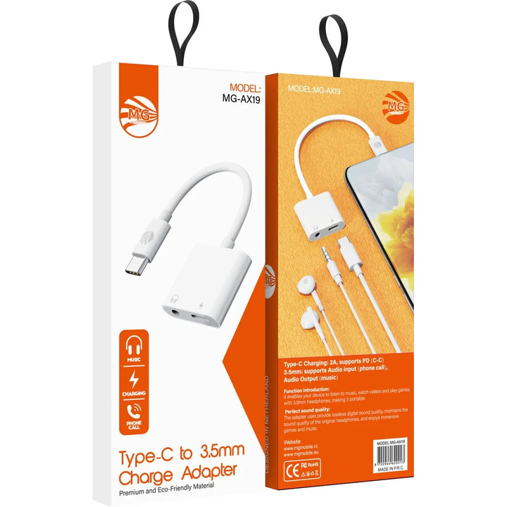 USB-C naar 3,5mm Audio Adapter met Opladen – USB-C Audio Splitter – Geschikt voor Smartphones & Tablets-Ilumina Benelux