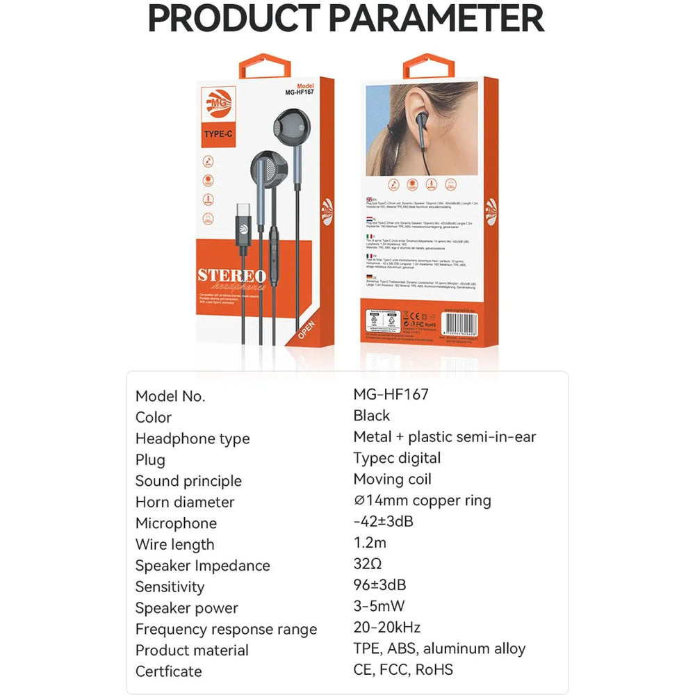 USB-C Oordopjes – Stereo Headset met Microfoon – Wit-Ilumina Benelux