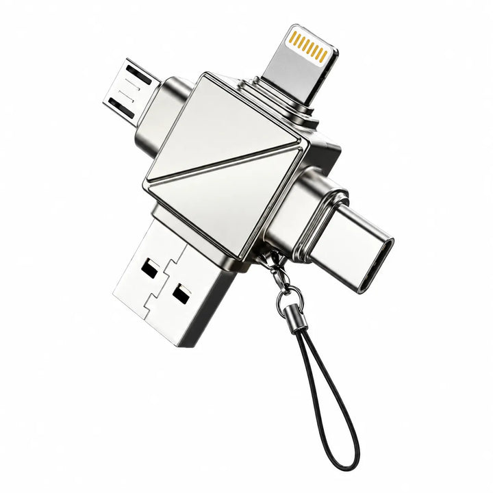 4-in-1 USB Adapter - USB-C / Lightning / Micro USB / USB Connector - OTG Adapter - Data Transfer Adapter-Ilumina Benelux