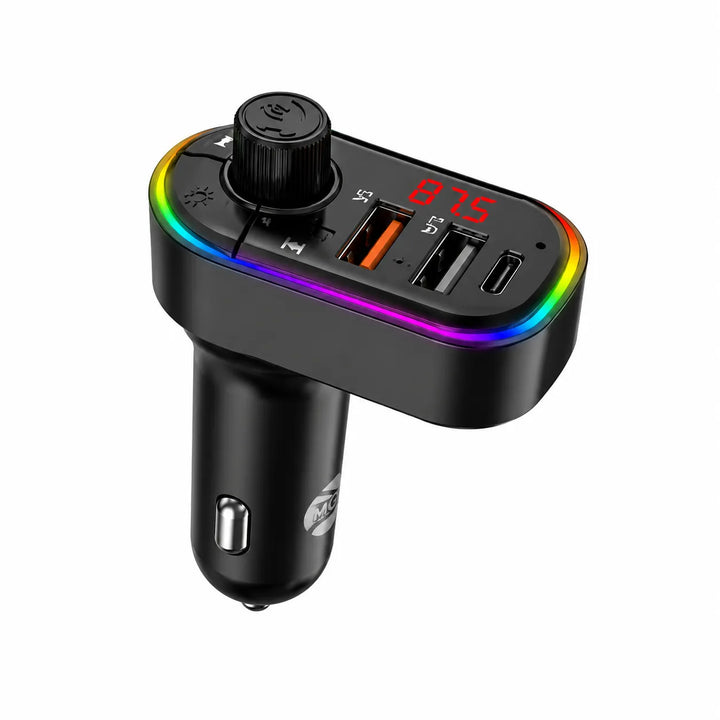 FM Transmitter Bluetooth Autolader – RGB Verlichting – 2x USB-A + USB-C – Handsfree Carkit-Ilumina Benelux
