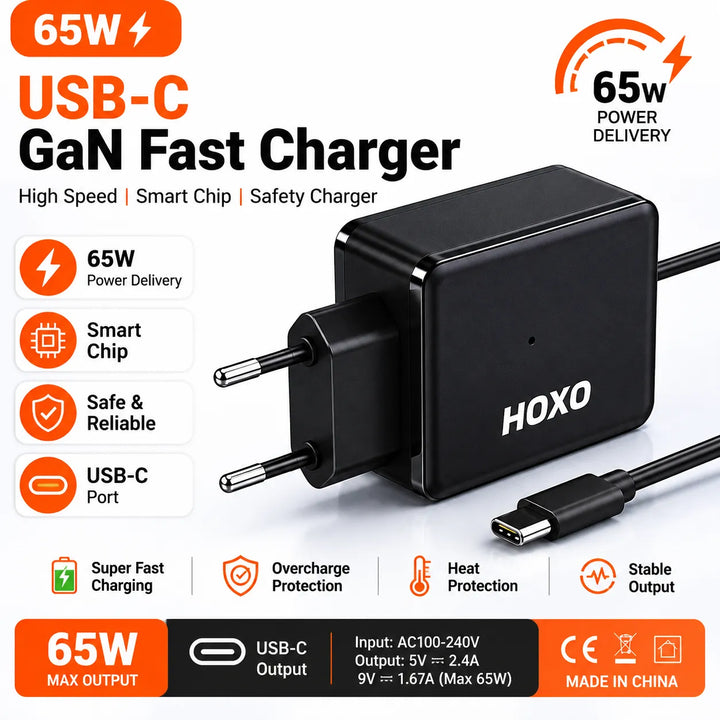65W USB-C GaN Fast Charger met USB-C Kabel-Ilumina Benelux