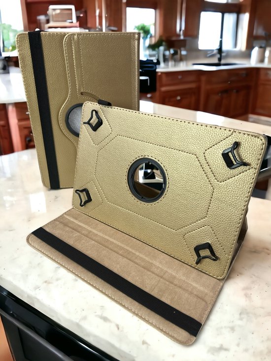 8 inch Tablet Hoesjes – 360° draaibaar – Multi-stand Standfunctie – Goud-Tablethoesjes-Ilumina Benelux