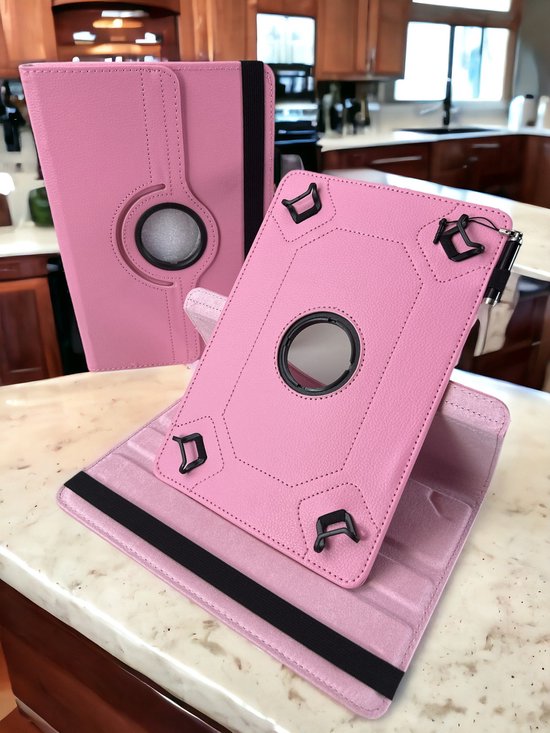 8 inch Tablet Hoesjes – 360° draaibaar – Multi-stand Standfunctie – Lichtroze-Tablethoesjes-Ilumina Benelux