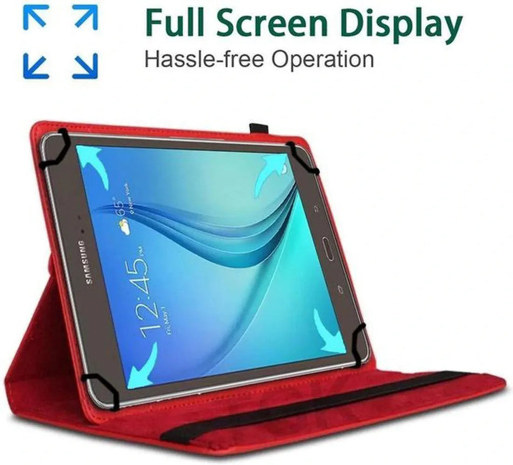 8 inch tablet Hoesjes – 360° draaibaar – Standfunctie – Rood-Tablethoesjes-Ilumina Benelux