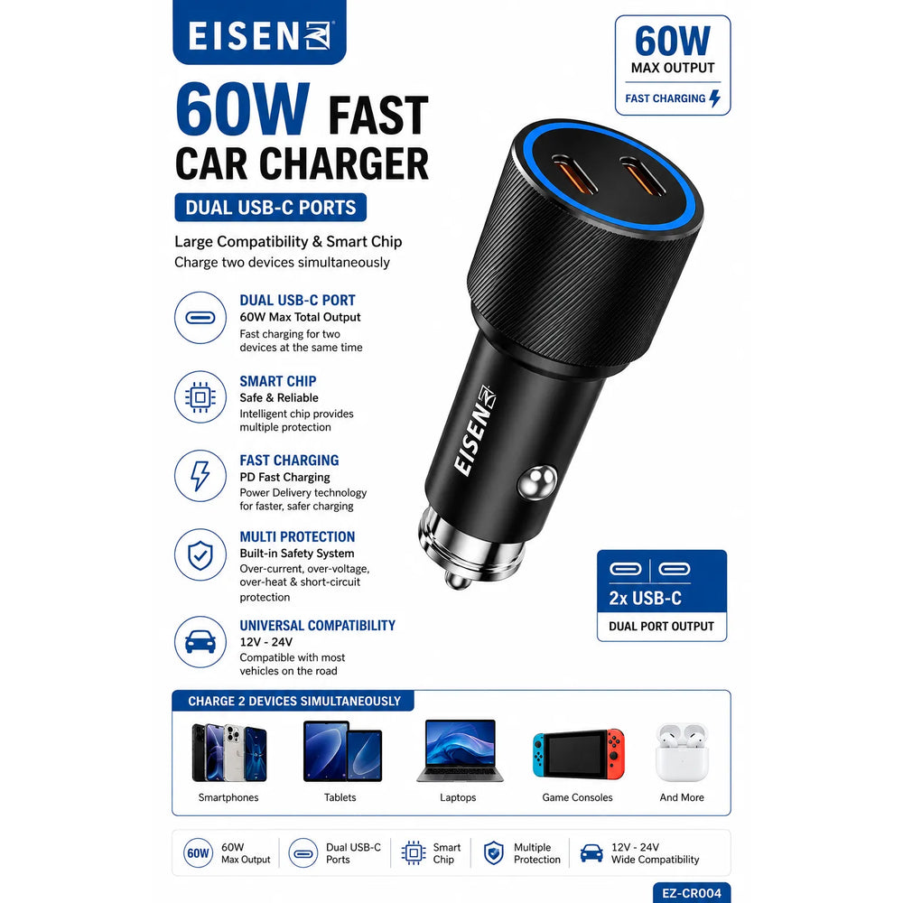 EISEN-autolader in productoverzicht met 60W-aanduiding.