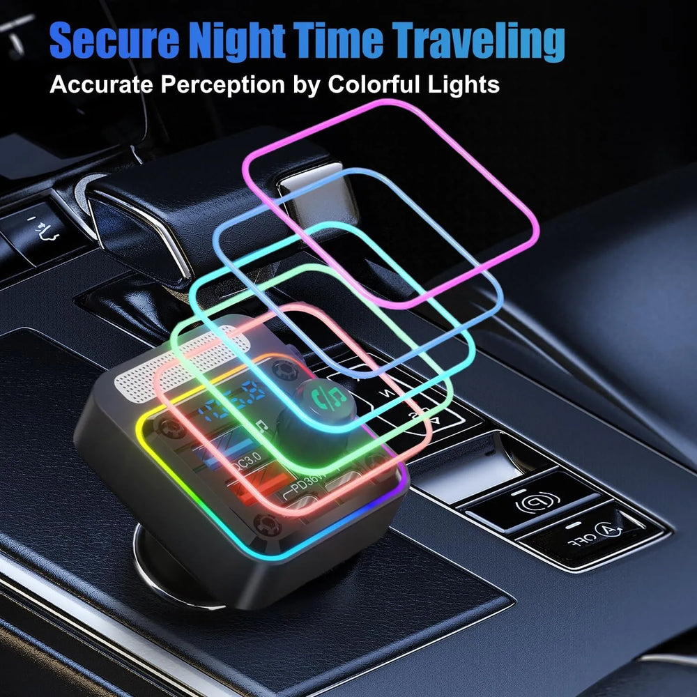 Bluetooth FM Transmitter Auto - Handsfree Carkit - MP3 Audio Receiver - 2x USB + 2x USB-C - Snellader - Zwart-Ilumina Benelux