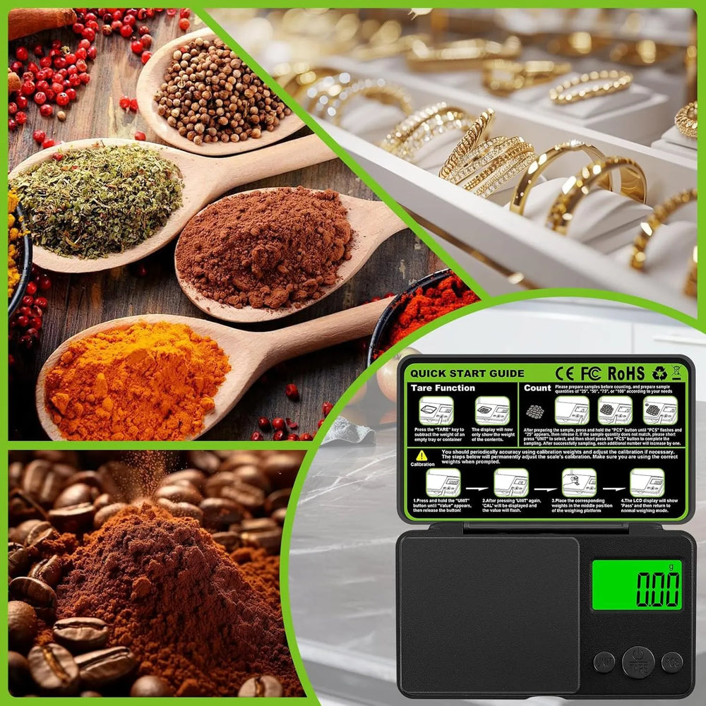 Digitale Precisie Weegschaal 1000g x 0,01g – Pocket Scale – Mini Weegschaal met LCD Display – Sieraden, Koffie, Specerijen en Laboratorium-Ilumina Benelux