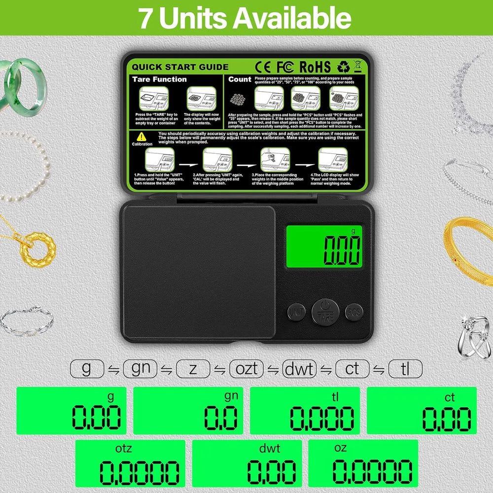 Digitale Precisie Weegschaal 1000g x 0,01g – Pocket Scale – Mini Weegschaal met LCD Display – Sieraden, Koffie, Specerijen en Laboratorium-Ilumina Benelux