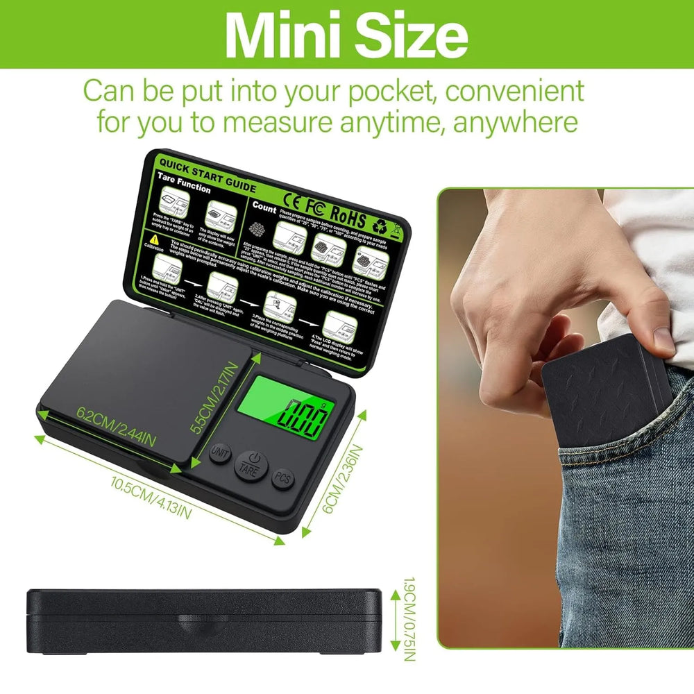 Digitale Precisie Weegschaal 1000g x 0,01g – Pocket Scale – Mini Weegschaal met LCD Display – Sieraden, Koffie, Specerijen en Laboratorium-Ilumina Benelux