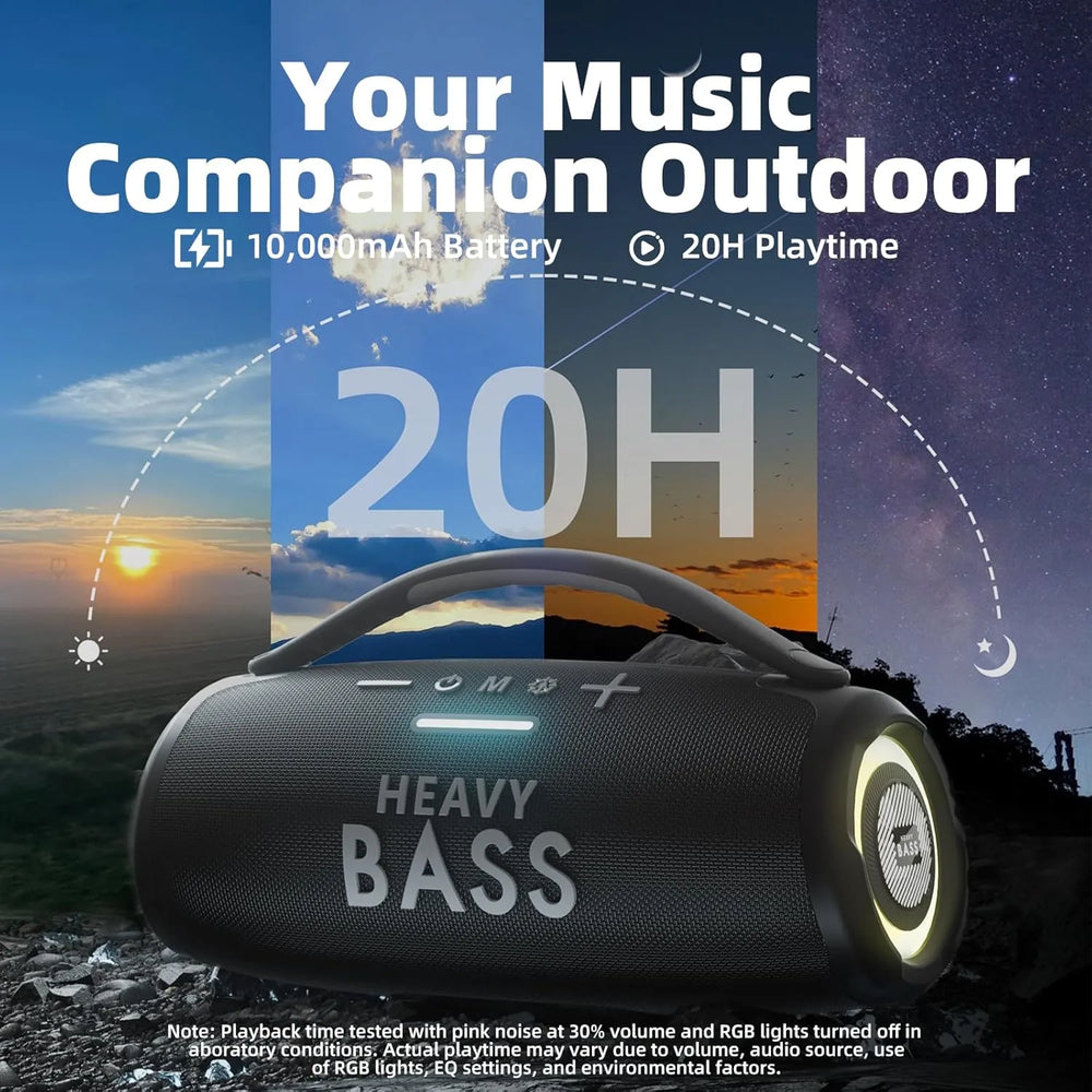 HEAVY BASS Bluetooth Speaker 80W – Draadloze Party Speaker – 10000mAh Batterij – RGB Verlichting – IPX6 Waterbestendig