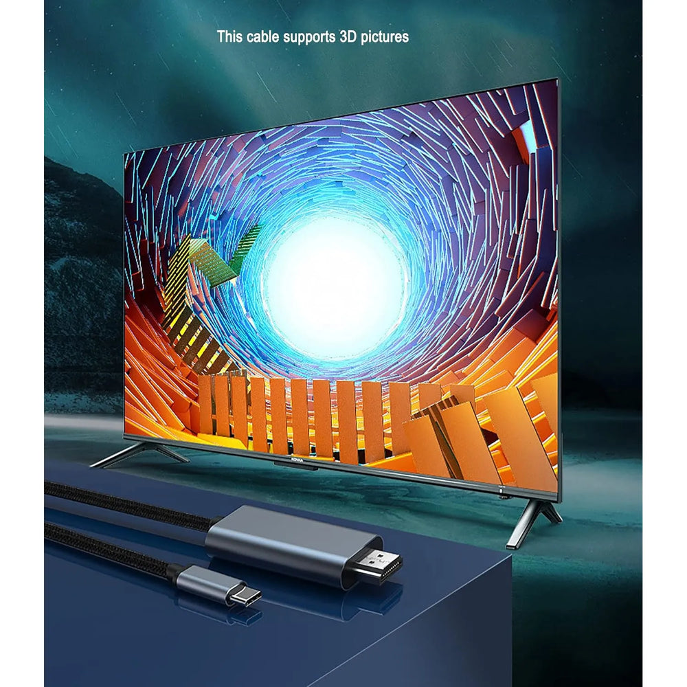 USB-C naar HDMI Kabel 8K 60Hz – Thunderbolt 3/4 naar HDMI – Geschikt voor iPhone 15 Pro, MacBook, iPad Pro, Samsung Galaxy & USB-C Apparaten – 2 Meter