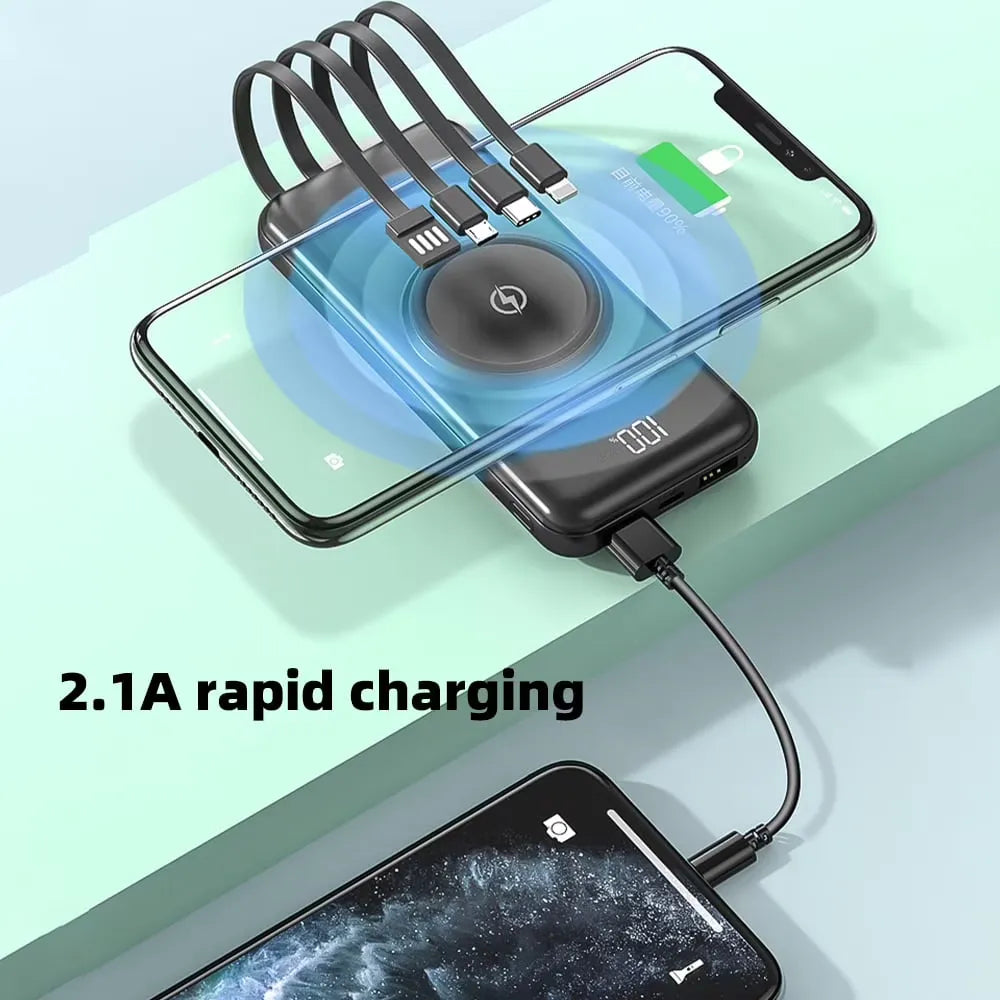 MagSafe Powerbank 10.000 mAh – Draadloze Powerbank 22,5W – Met Ingebouwde Kabels – USB-C & Lightning – Snellader – Geschikt voor iPhone, Samsung, Xiaomi, Oppo & Meer-Ilumina Benelux