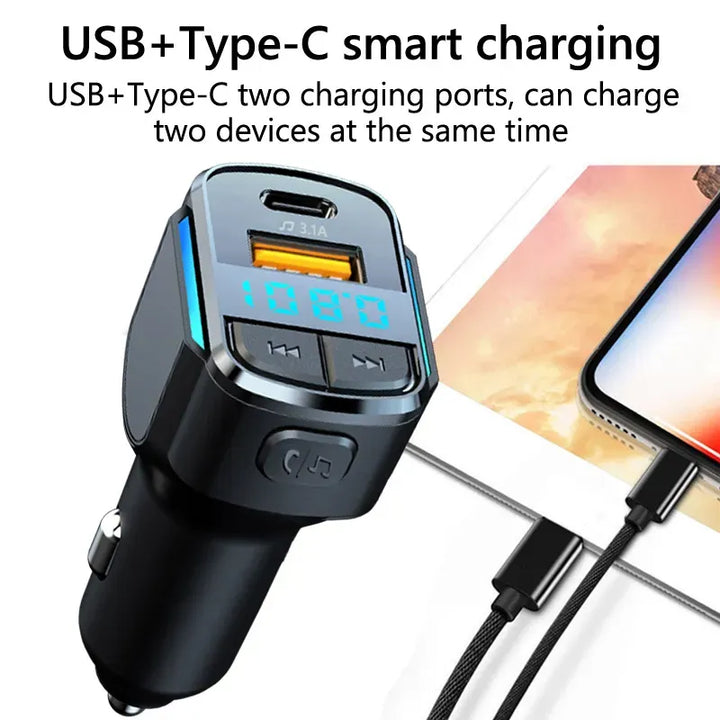 Bluetooth FM Transmitter Auto - Bluetooth 5.0 - USB-C PD 18W Snellader - MP3 Speler - Handsfree Bellen - USB Stick Ondersteuning - Geschikt voor iPhone & Android-Ilumina Benelux